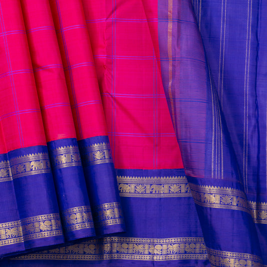 Pink And Blue Kanchipuram Silk Saree For Festive Wear PV NYC 1912