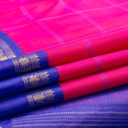 Pink And Blue Kanchipuram Silk Saree For Festive Wear PV NYC 1912