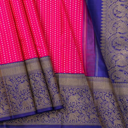Pink And Blue Kanchipuram Silk Saree For Wedding Wear PV NYC 1888