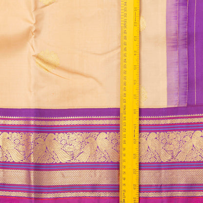 Cream And Purple Kanchipuram Silk Saree For Wedding Wear PV NYC 1919