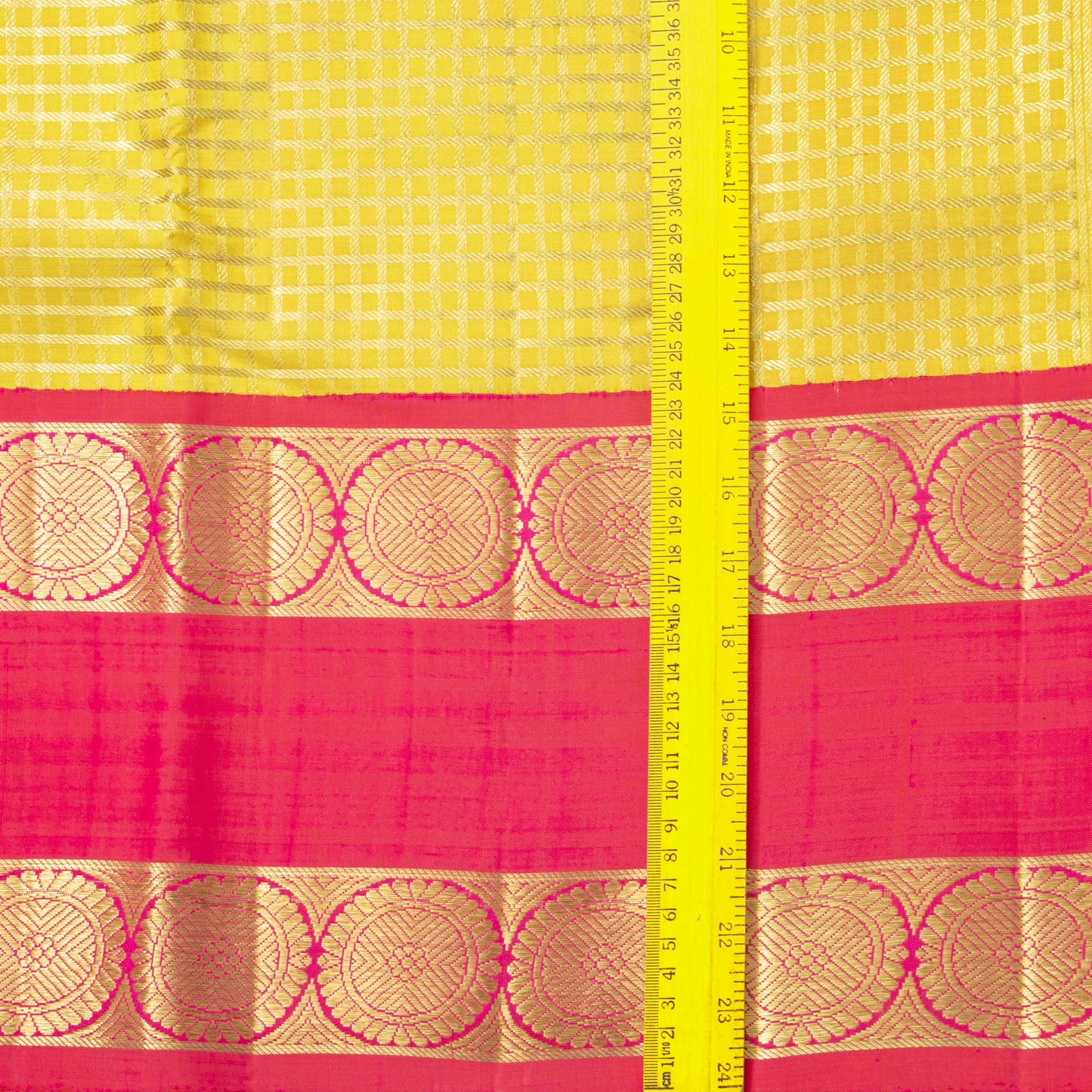 Yellow And Pink Kanchipuram Silk Saree For Wedding Wear PV NYC 1900