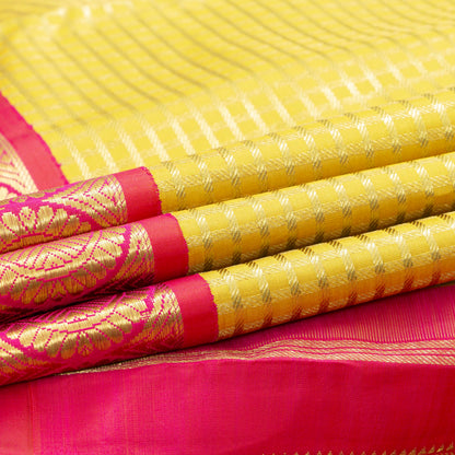 Yellow And Pink Kanchipuram Silk Saree For Wedding Wear PV NYC 1900