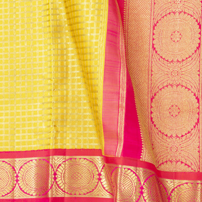 Yellow And Pink Kanchipuram Silk Saree For Wedding Wear PV NYC 1900