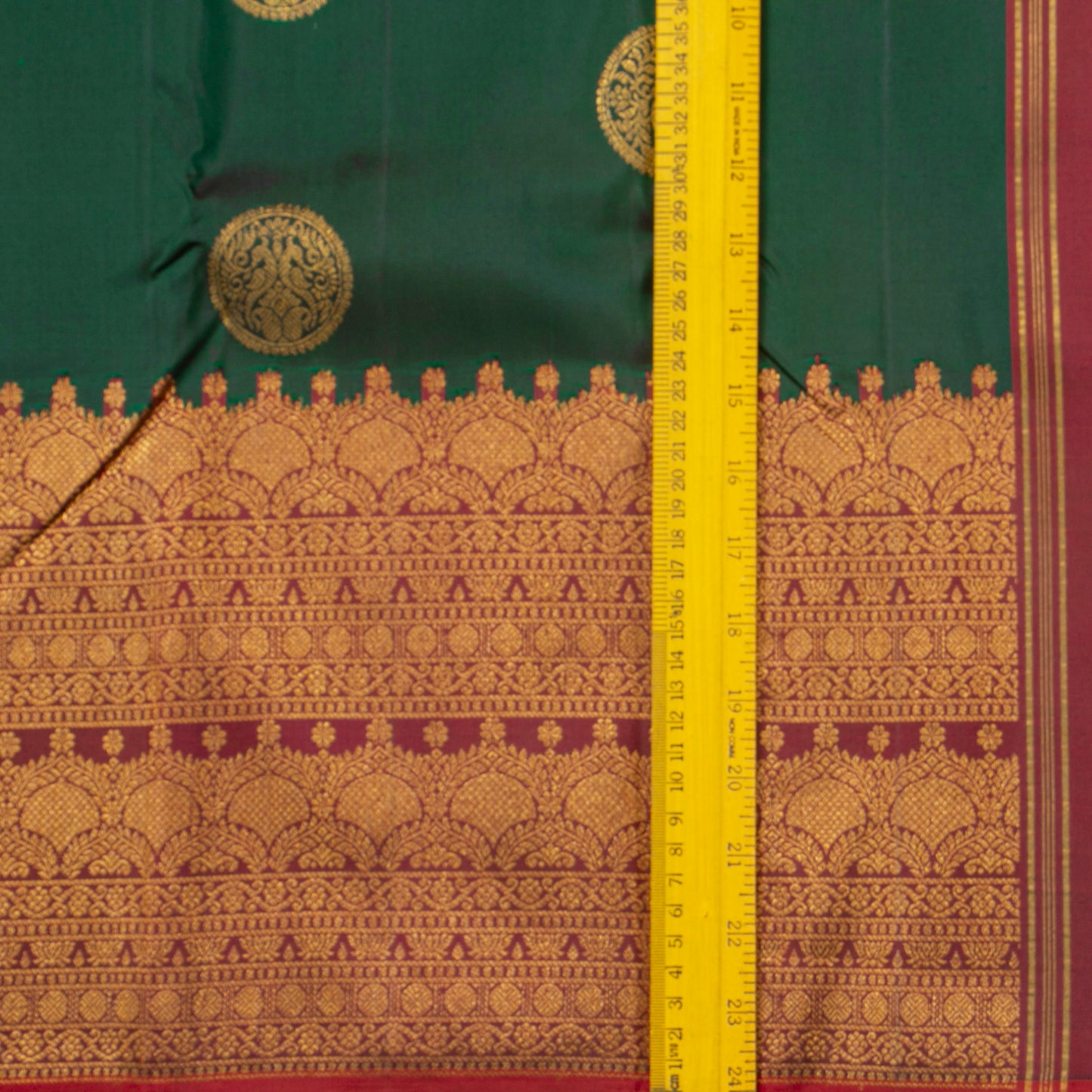 Green And Maroon Kanchipuram Silk Saree For Wedding Wear PV NYC 1914