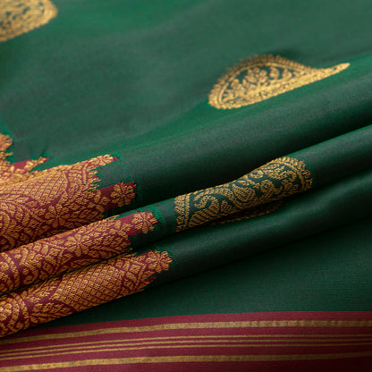 Green And Maroon Kanchipuram Silk Saree For Wedding Wear PV NYC 1914
