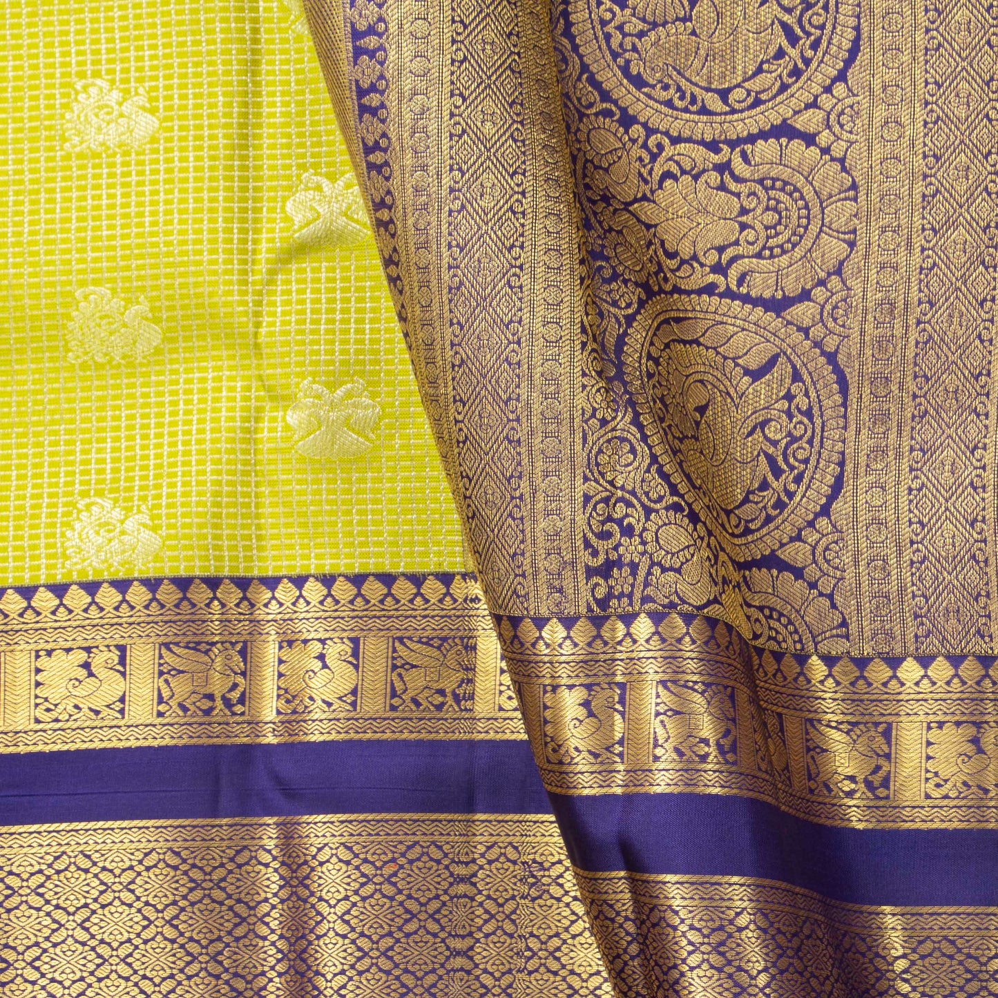 Green And Blue Kanchipuram Silk Saree For Wedding Wear PV NYC 1904