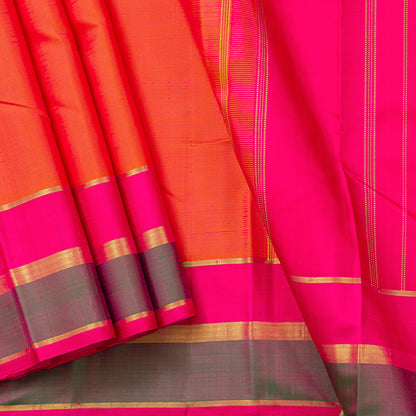 Orange And Pink Kanchipuram Silk Saree For Festive Wear PV NYC 1933