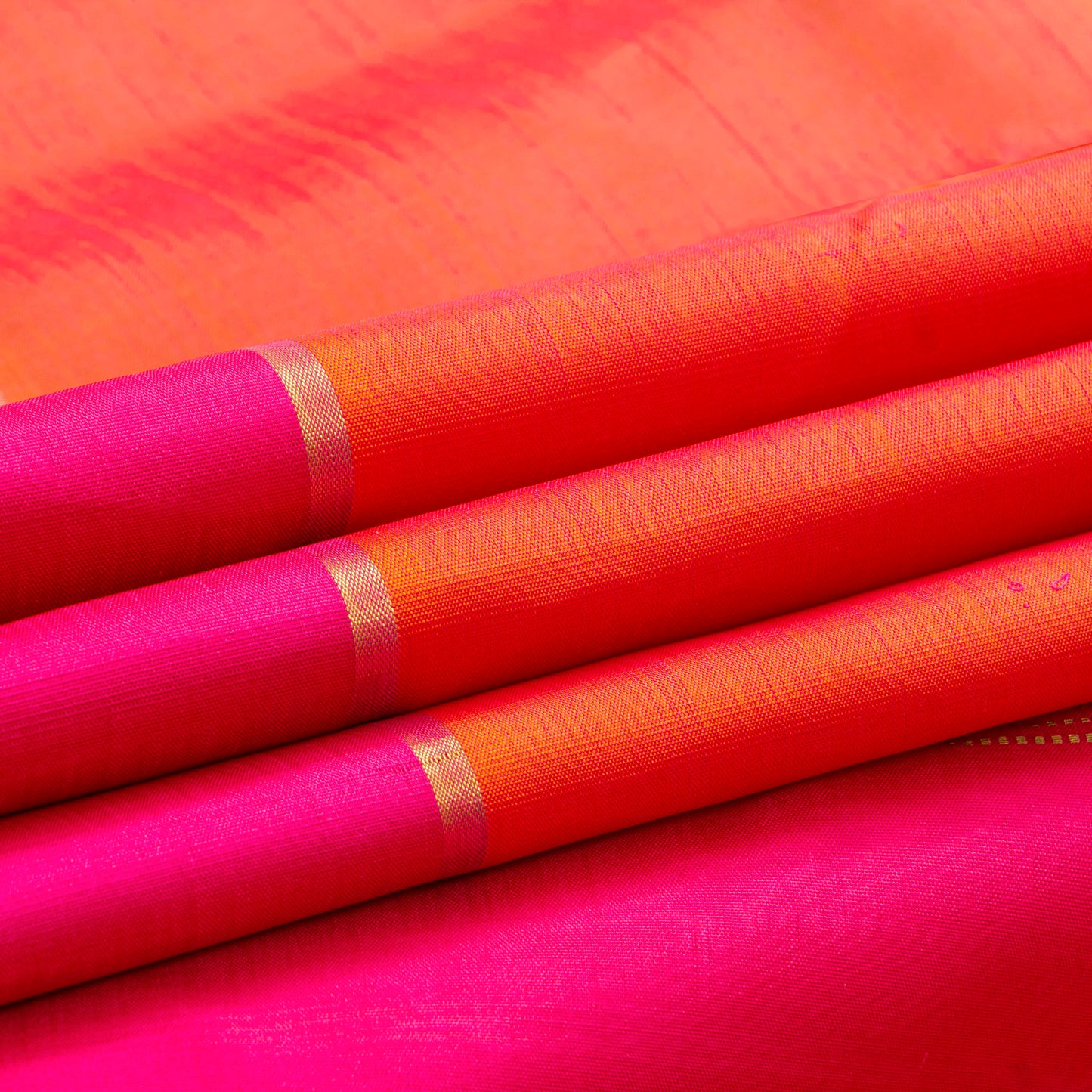 Orange And Pink Kanchipuram Silk Saree For Festive Wear PV NYC 1933