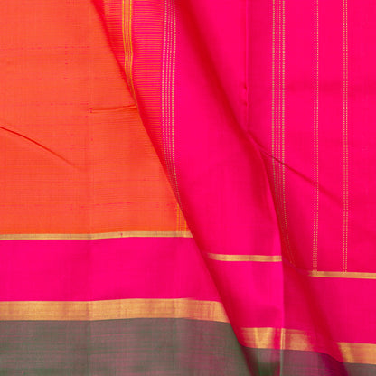 Orange And Pink Kanchipuram Silk Saree For Festive Wear PV NYC 1933