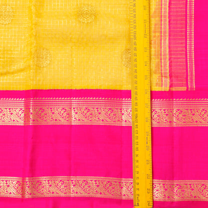 Yellow And Pink Kanchipuram Organza Silk Saree For Wedding Wear PV NYC 1916
