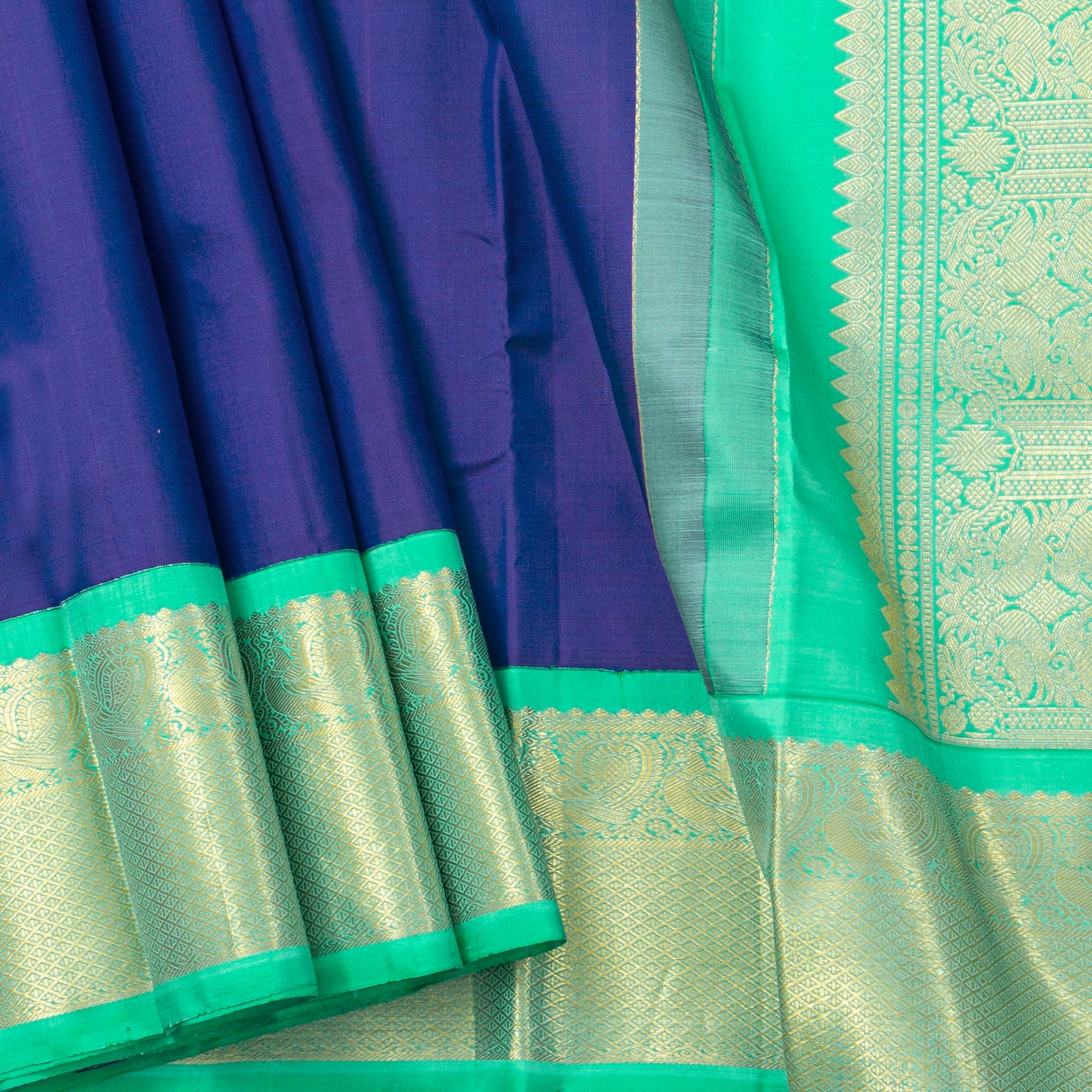 Blue Kanchipuram Silk Saree For Festive Wear PV NYC 1921