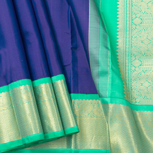 Blue Kanchipuram Silk Saree For Festive Wear PV NYC 1921