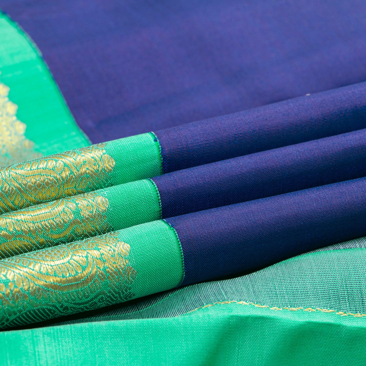 Blue Kanchipuram Silk Saree For Festive Wear PV NYC 1921