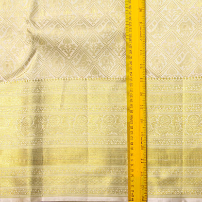 Off White Kanchipuram Silk Saree For Wedding Wear PV NYC 1927