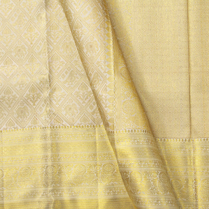 Off White Kanchipuram Silk Saree For Wedding Wear PV NYC 1927