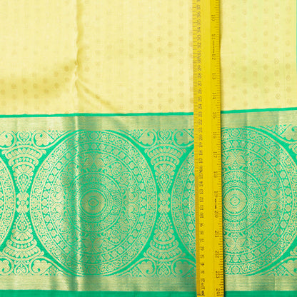 Pastel Yellow And Sea Green Kanchipuram Silk Saree For Festive Wear PV NYC 1871
