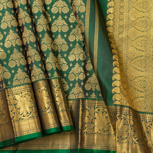 Green Kanchipuram Silk Saree For Wedding Wear PV NYC 1898