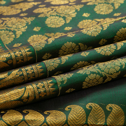 Green Kanchipuram Silk Saree For Wedding Wear PV NYC 1898
