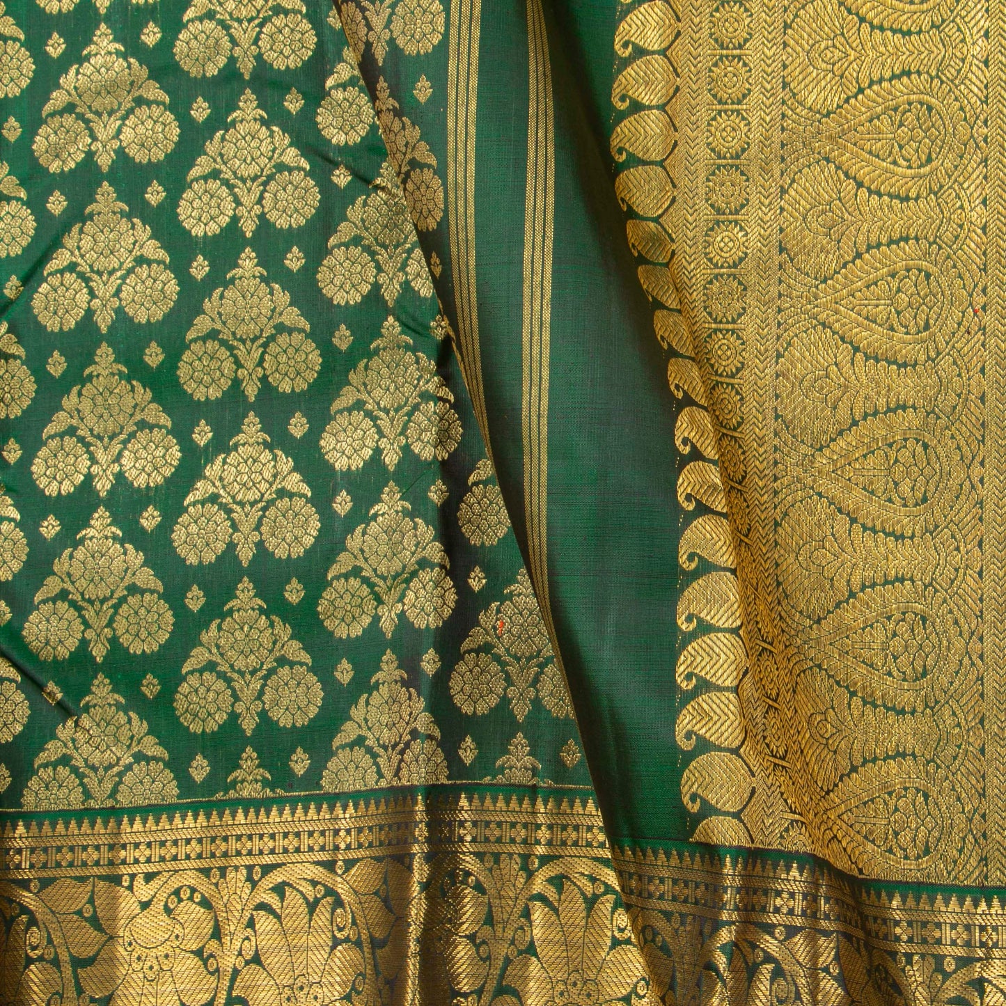 Green Kanchipuram Silk Saree For Wedding Wear PV NYC 1898