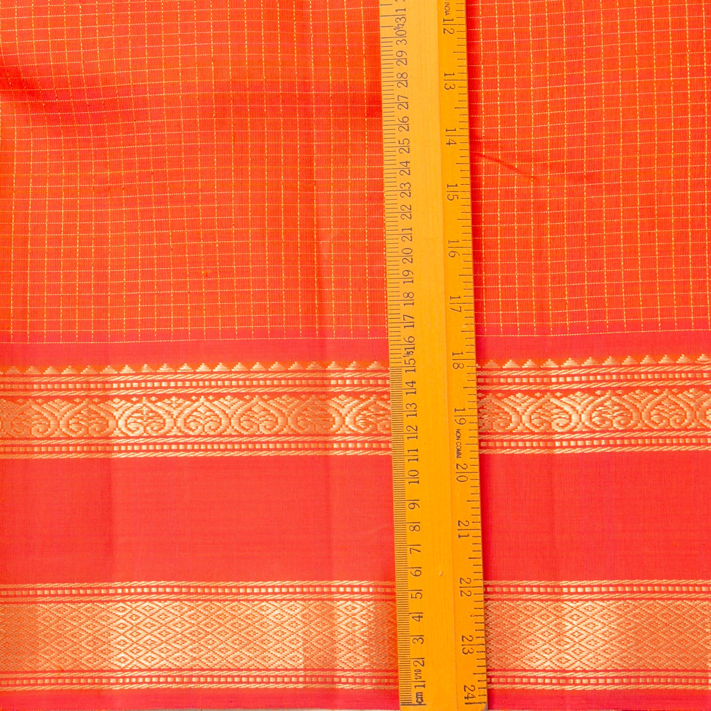 Kanakambaram Orange Kanchipuram Silk Saree For Festive Wear PV NYC 1910