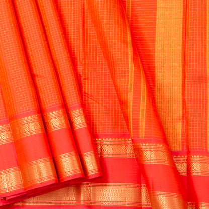 Kanakambaram Orange Kanchipuram Silk Saree For Festive Wear PV NYC 1910
