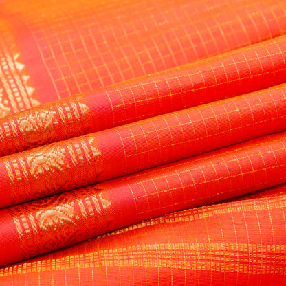 Kanakambaram Orange Kanchipuram Silk Saree For Festive Wear PV NYC 1910