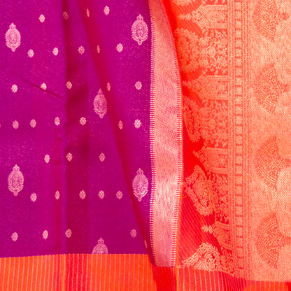 Magenta And Orange Kanchipuram Silk Saree For Festive Wear PV NYC 1876