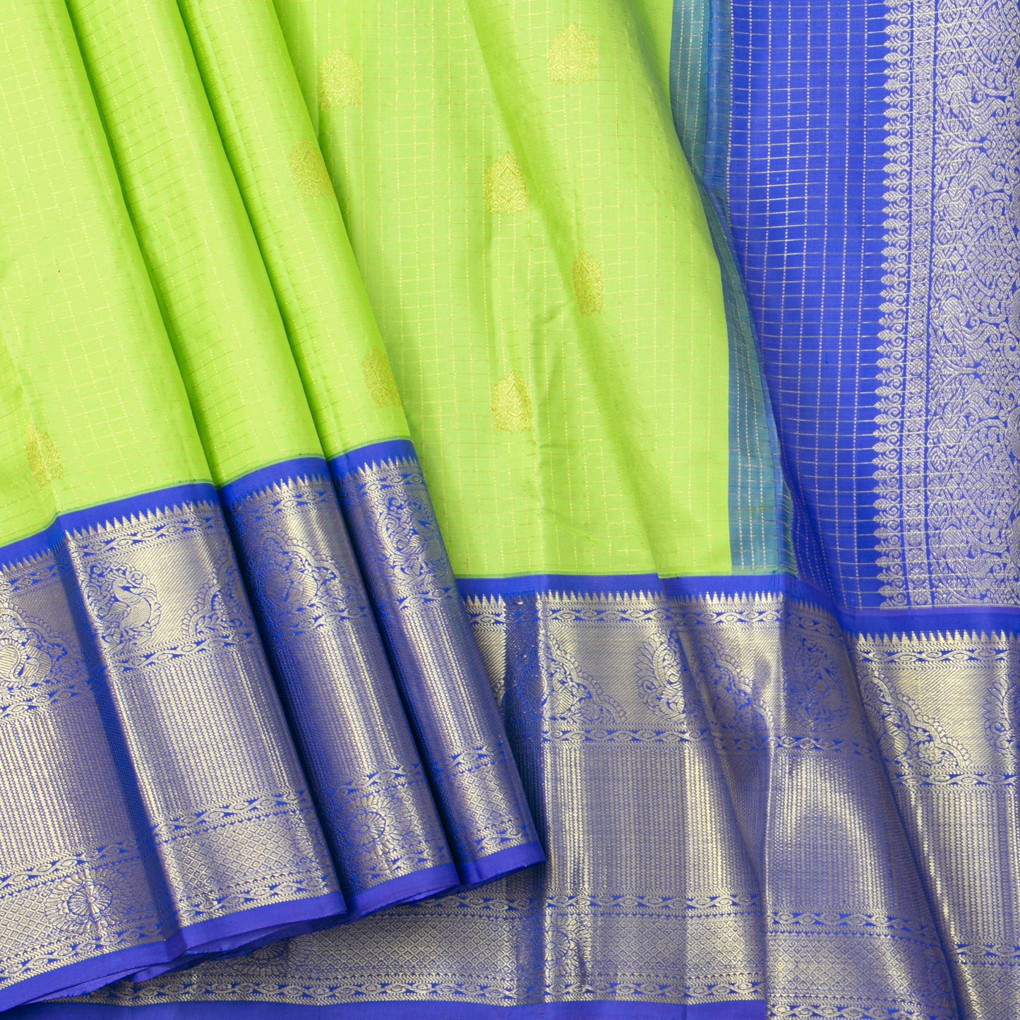 Green And Blue Kanchipuram Silk Saree For Wedding Wear PV NYC 1907