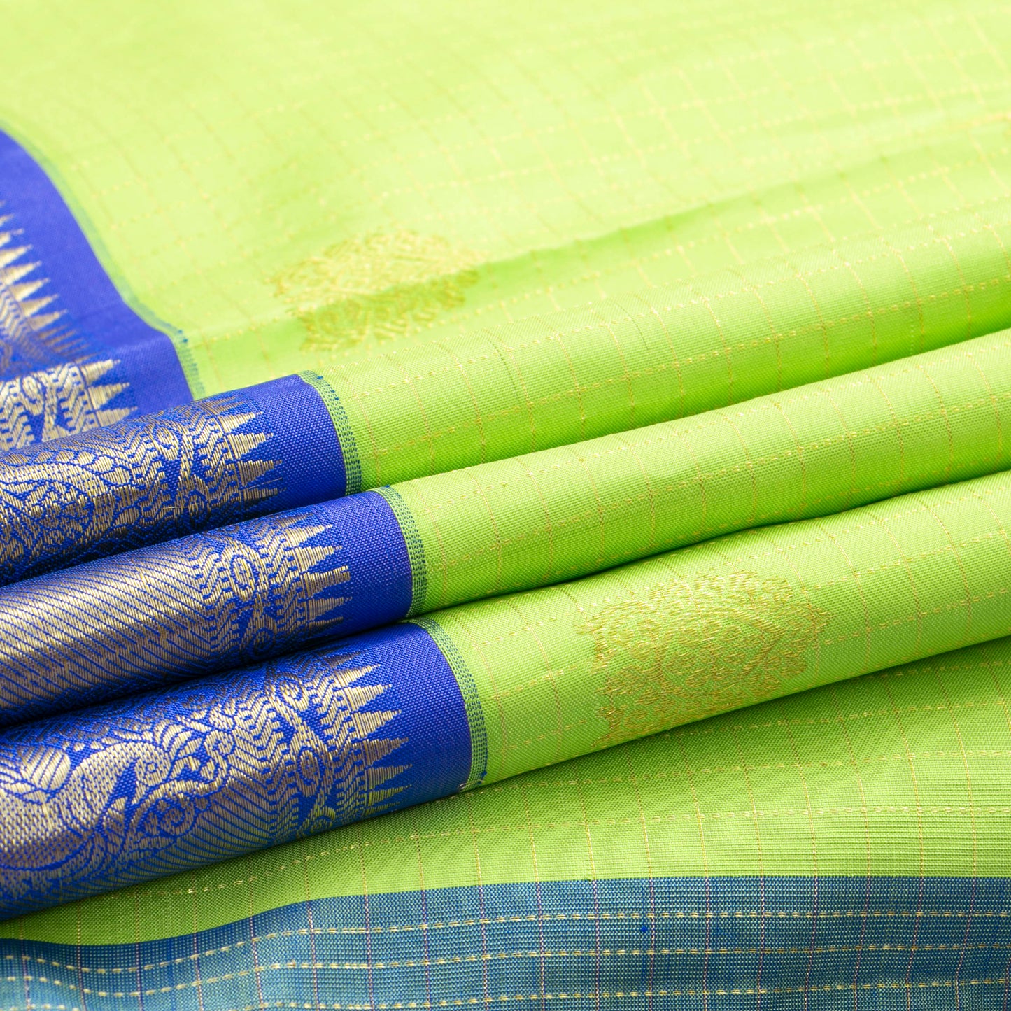 Green And Blue Kanchipuram Silk Saree For Wedding Wear PV NYC 1907