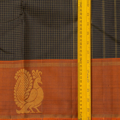 Black And Rust Kanchipuram Silk Saree For Festive Wear PV NYC 1878