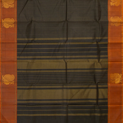 Black And Rust Kanchipuram Silk Saree For Festive Wear PV NYC 1878