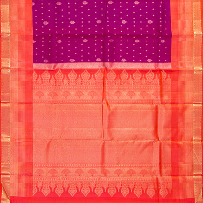 Magenta And Orange Kanchipuram Silk Saree For Festive Wear PV NYC 1876