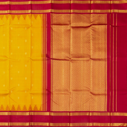 Yellow And Red Kanchipuram Silk Saree For Festive Wear PV NYC 1745