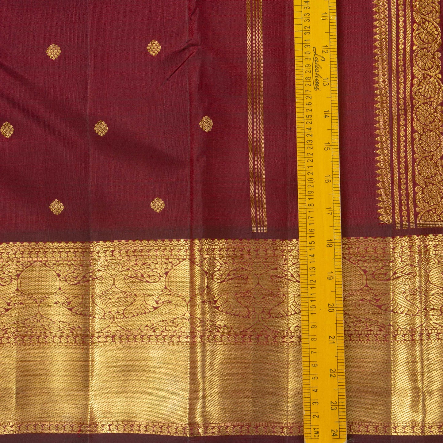 Maroon Kanjivaram Silk Saree With Medium Border Handwoven Pure Silk For Wedding Wear PV 2036