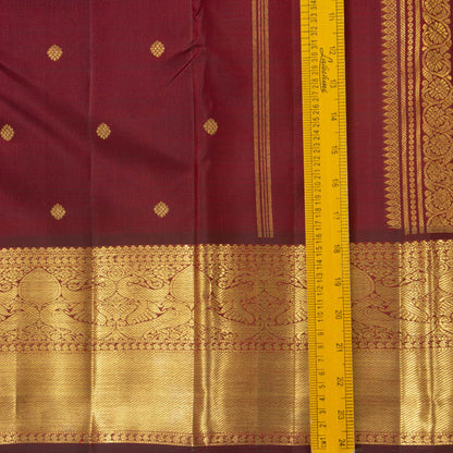 Maroon Kanjivaram Silk Saree With Medium Border Handwoven Pure Silk For Wedding Wear PV 2036