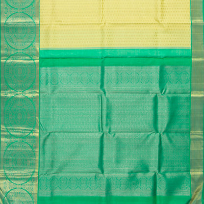 Pastel Yellow And Sea Green Kanchipuram Silk Saree For Festive Wear PV NYC 1871