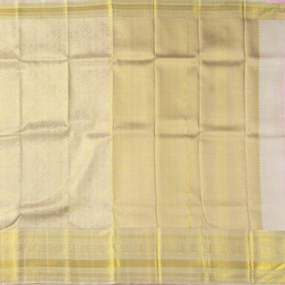 Off White Kanchipuram Silk Saree For Wedding Wear PV NYC 1927