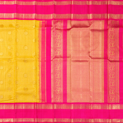 Yellow And Pink Kanchipuram Organza Silk Saree For Wedding Wear PV NYC 1916