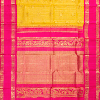 Yellow And Pink Kanchipuram Organza Silk Saree For Wedding Wear PV NYC 1916