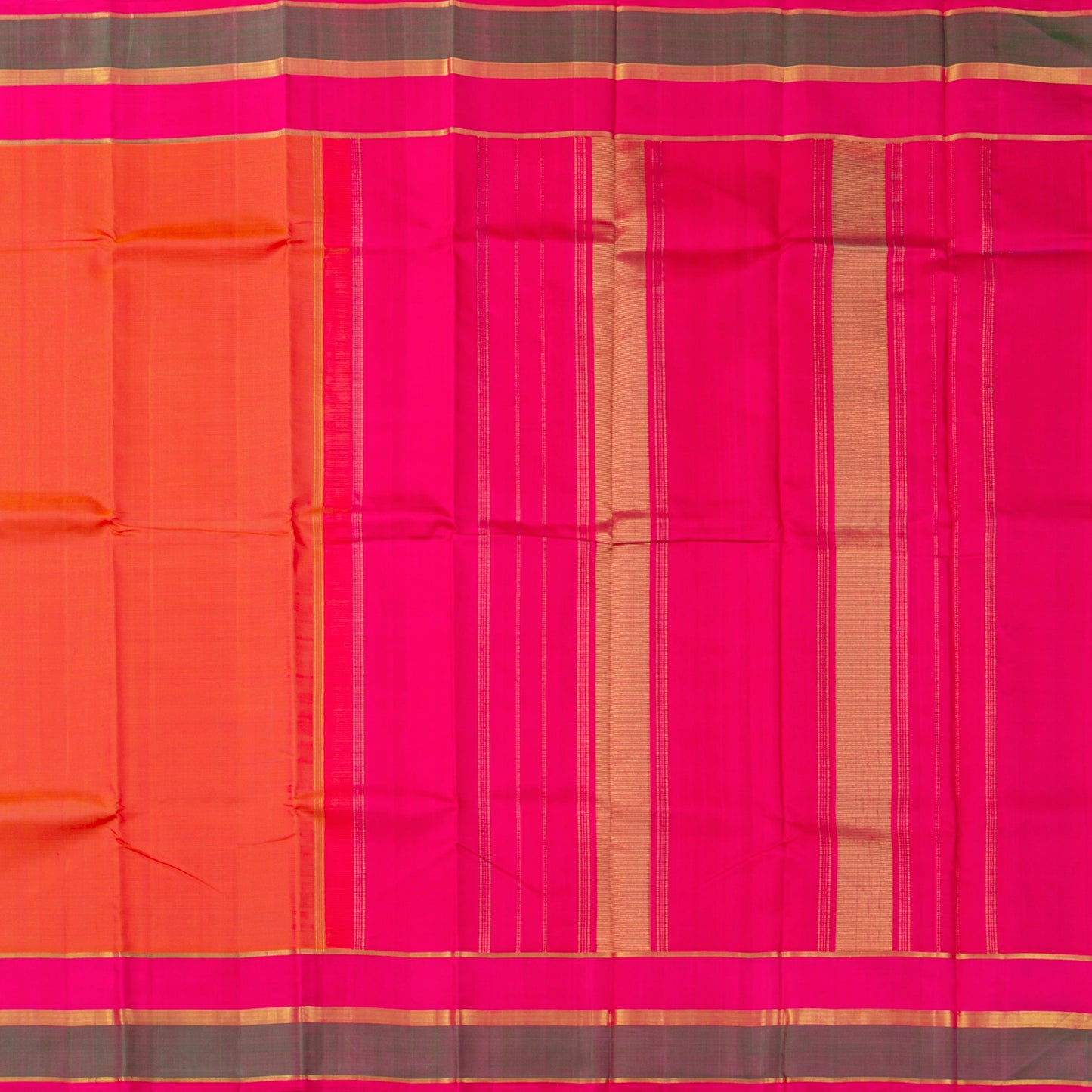 Orange And Pink Kanchipuram Silk Saree For Festive Wear PV NYC 1933