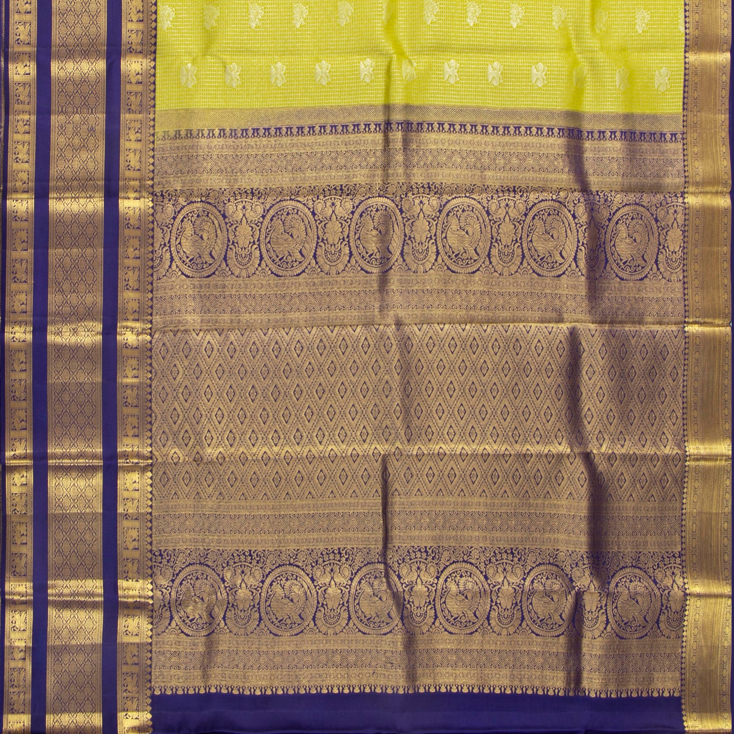 Green And Blue Kanchipuram Silk Saree For Wedding Wear PV NYC 1904