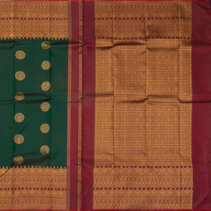 Green And Maroon Kanchipuram Silk Saree For Wedding Wear PV NYC 1914