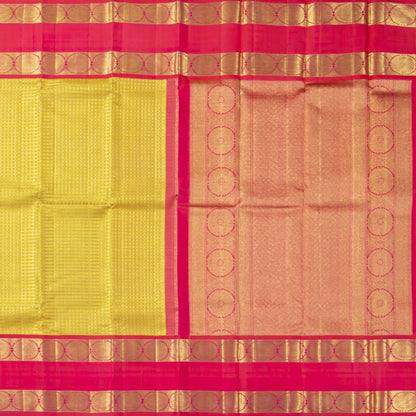 Yellow And Pink Kanchipuram Silk Saree For Wedding Wear PV NYC 1900