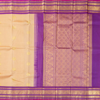 Cream And Purple Kanchipuram Silk Saree For Wedding Wear PV NYC 1919