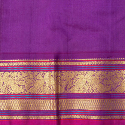 Cream And Purple Kanchipuram Silk Saree For Wedding Wear PV NYC 1919