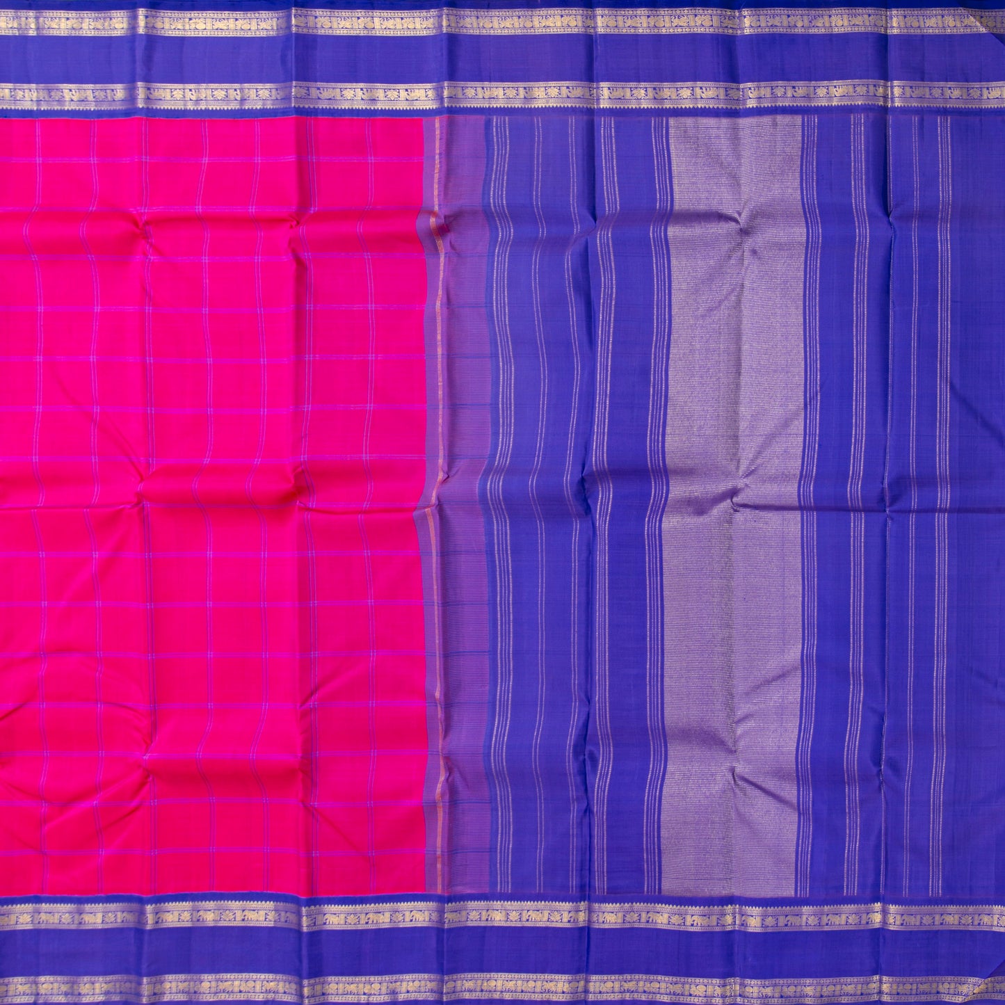 Pink And Blue Kanchipuram Silk Saree For Festive Wear PV NYC 1912