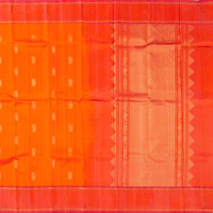 Orange And Pink Kanchipuram Silk Saree For Festive Wear PV NYC 1869 - Silk Sari - Panjavarnam PV NYC 1869