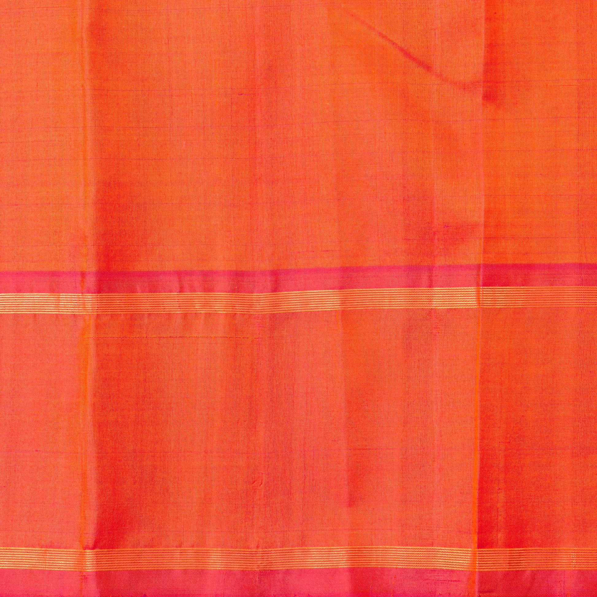 Orange And Pink Kanchipuram Silk Saree For Festive Wear PV NYC 1869 - Silk Sari - Panjavarnam PV NYC 1869