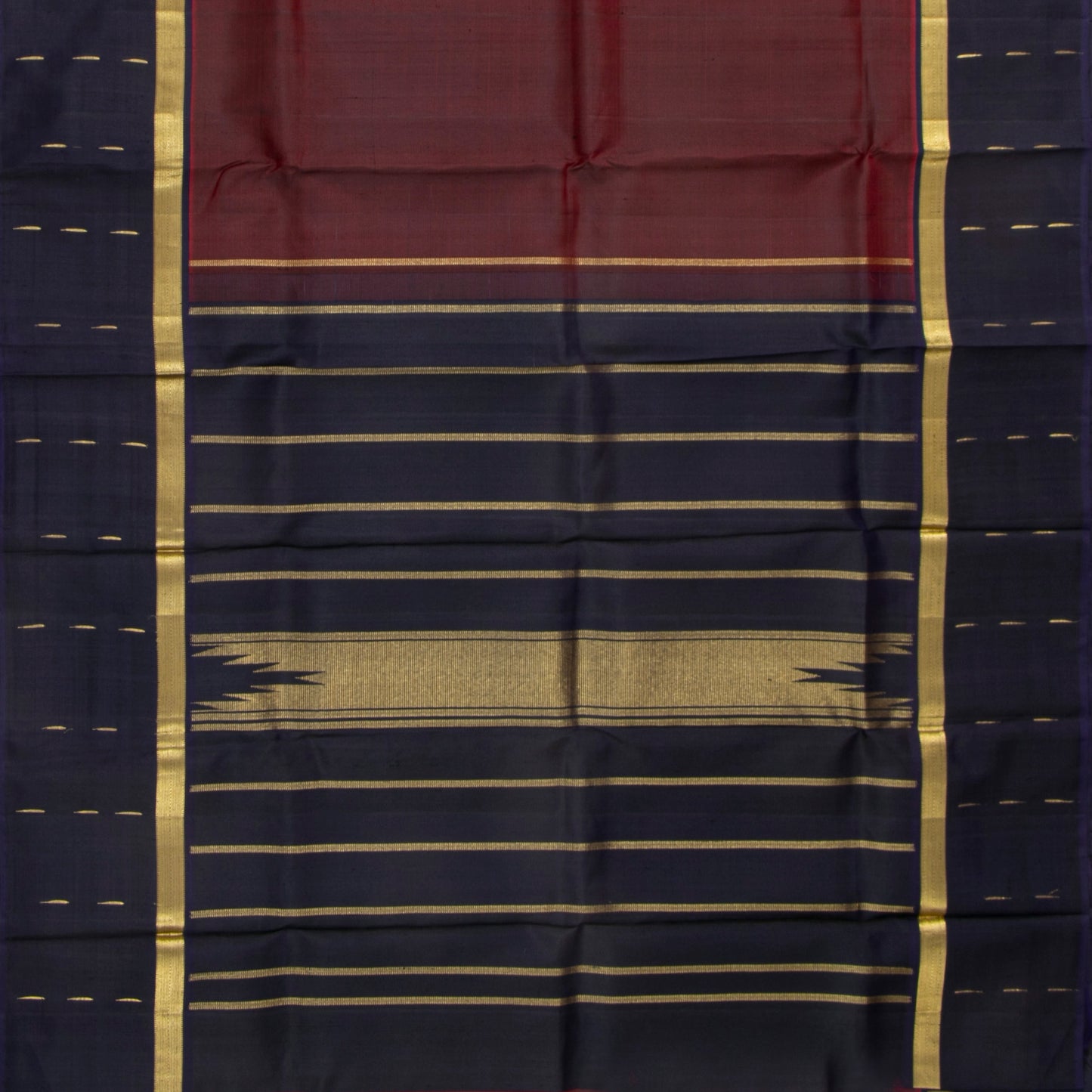 Maroon And Blue Kanchipuram Silk Saree For Festive Wear PV NYC 1866 - Silk Sari - Panjavarnam PV NYC 1866