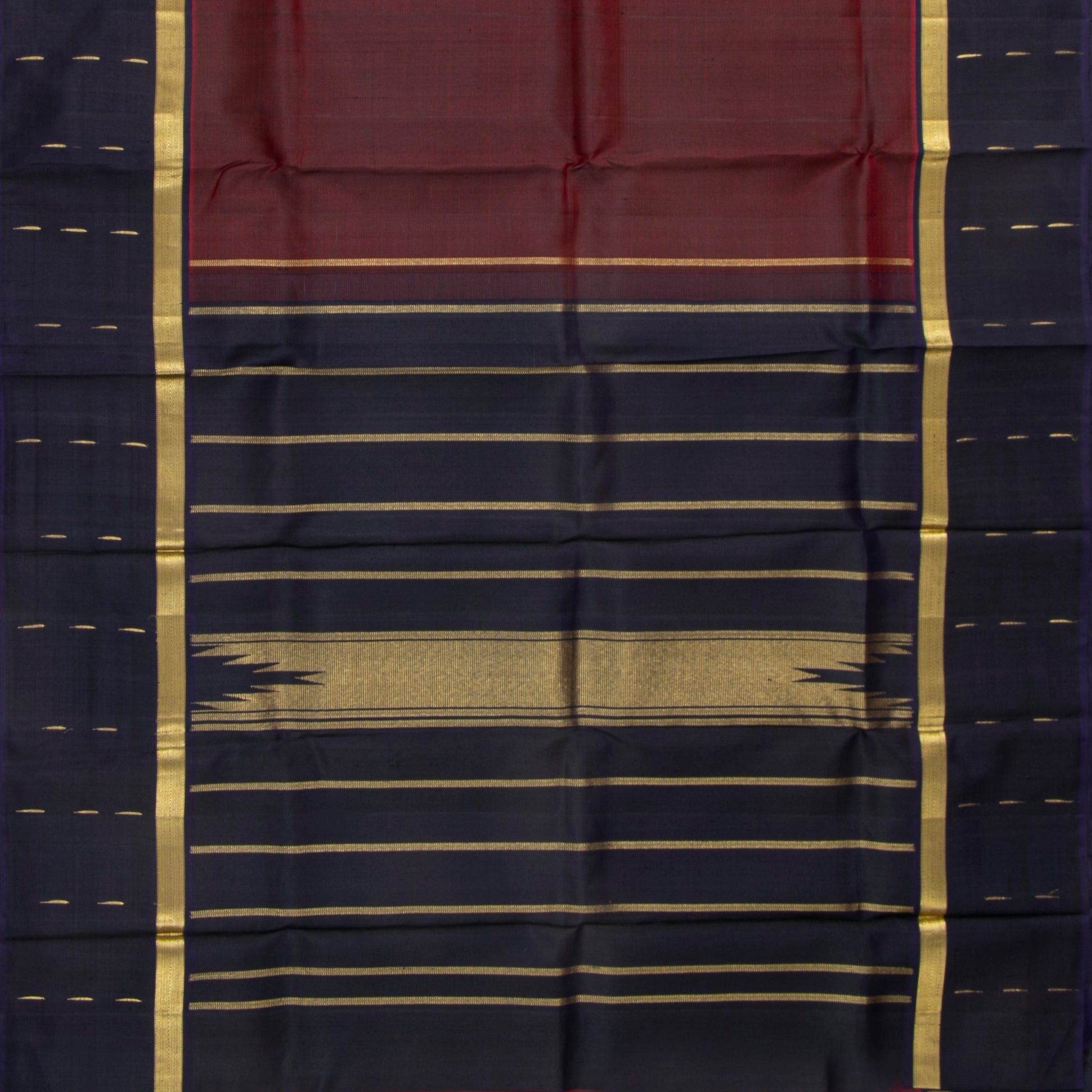 Maroon And Blue Kanchipuram Silk Saree For Festive Wear PV NYC 1866 - Silk Sari - Panjavarnam PV NYC 1866